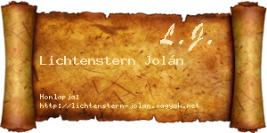 Lichtenstern Jolán névjegykártya